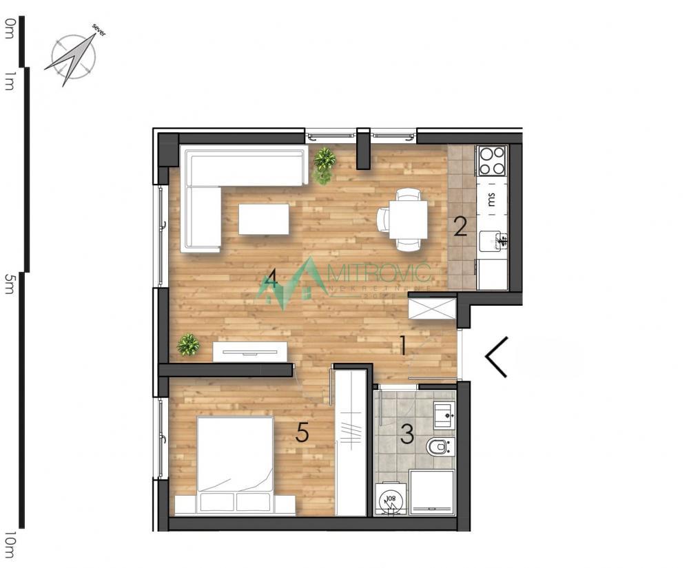 Glavna slika -Odličan jednoiposoban stan od 41m2, uskoro useljiv! 