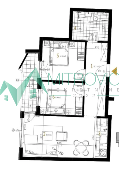 Slika 1 - Petrovaradin, Dvoiposoban stan 63m2 u izgradnji sa povratom PDV 