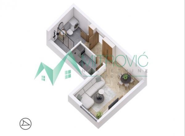 Glavna slika -Petrovaradin, Jednosoban stan 30m2 u izgradnji sa povratom PDV 