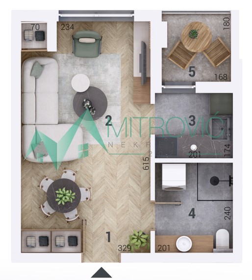 Slika 1 - Petrovaradin, Jednosoban stan 31m2 u izgradnji sa povratom PDV 