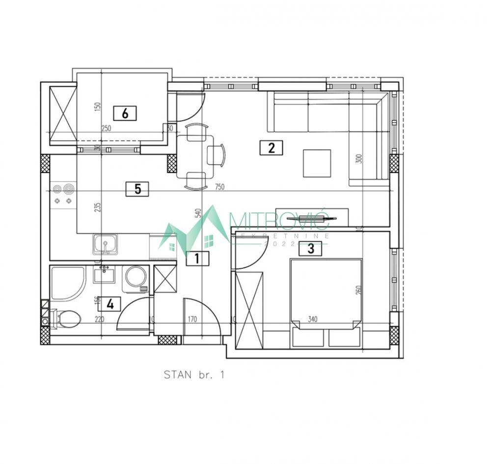 Glavna slika -Na prodaju dvosoban stan u Adicama, površine 40m² 
