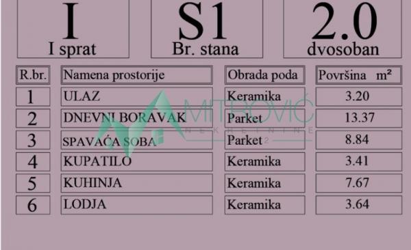 Slika 1 - Na prodaju dvosoban stan u Adicama, površine 40m² 