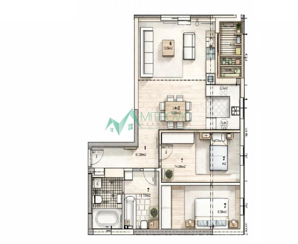 Glavna slika -Novi Sad, Telep - Dvoiposoban stan u izgradnji sa povratom PDV - 60m2 