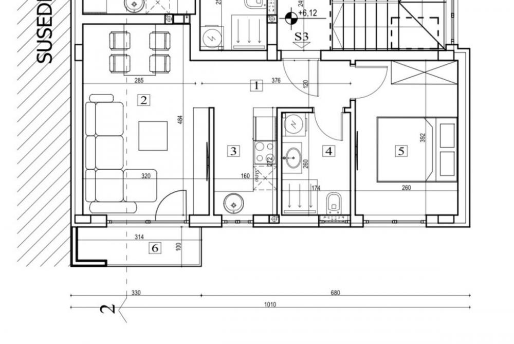 Slika 1 - Jednoiposoban stan 40m u izgradnji na Adicama