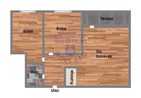 Slika 3 - Prodaja stana, 63m2, Telep Novi Sad, sa terasom, ima lift
