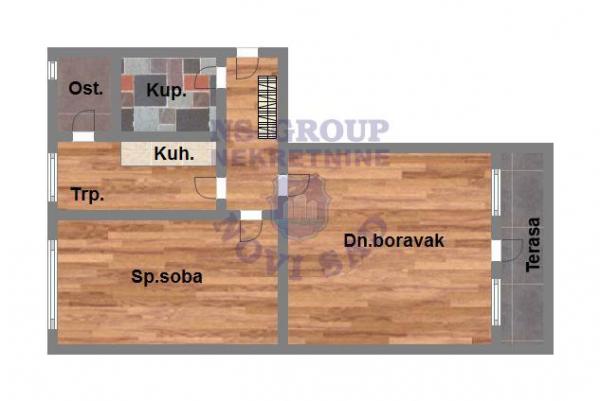 Slika 9 - Dvosoban, 57m2, Banatić Novi Sad, sa terasom, sa parkingom