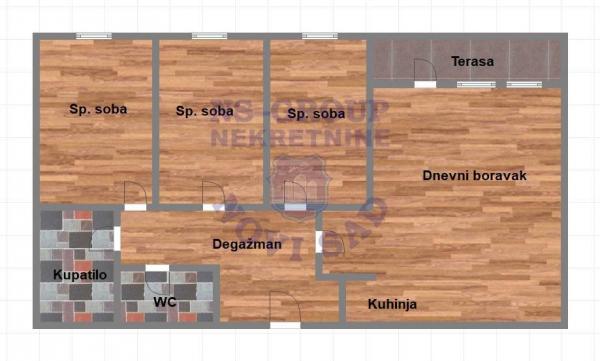 Slika 10 - Trosoban, 79m2, Podbara Novi Sad, sa terasom, ima lift