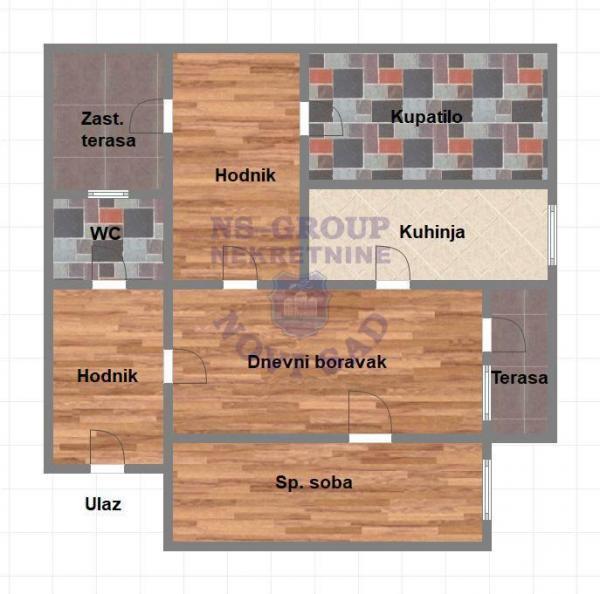 Glavna slika -Dvosoban, 49m2, Socijalno Novi Sad, sa terasom, ima lift