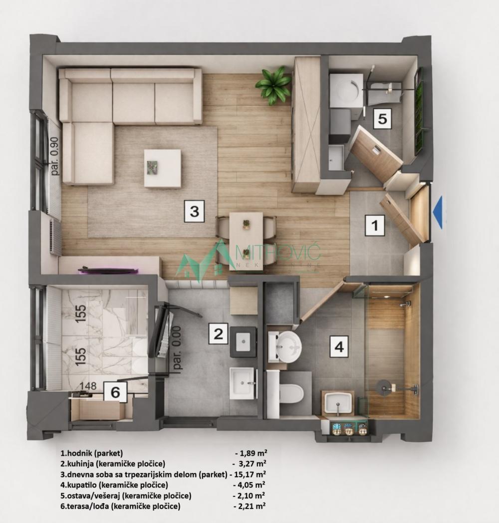 Glavna slika -Novi Sad, Salajka - Garsonjera  28m² sa povratom PDV 