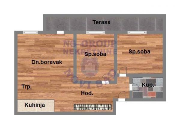 Slika 11 - Trosoban, 50m2, Grbavica Novi Sad, sa terasom, ima lift