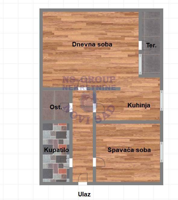 Slika 9 - Dvosoban, 52m2, 567664 Novi Sad, sa terasom