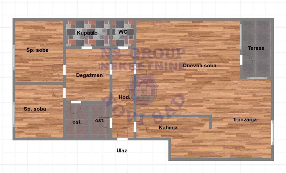 Slika 11 - Trosoban, 83m2, Liman 4 Novi Sad, sa terasom, ima lift