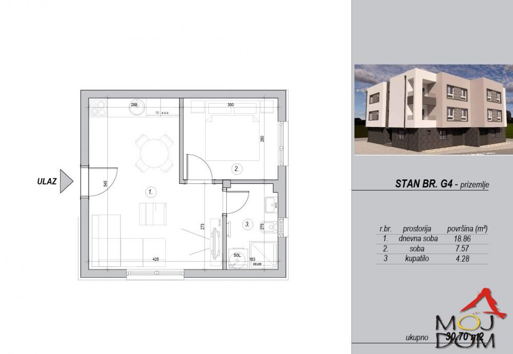 Slika 3 - Stan,NOVI SAD,ADICE,kv: 31, € 53900, ID: 1032057