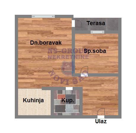 Slika 6 - Dvosoban, 43m2, Avijatičarsko naselje Novi Sad, sa terasom, ima lift