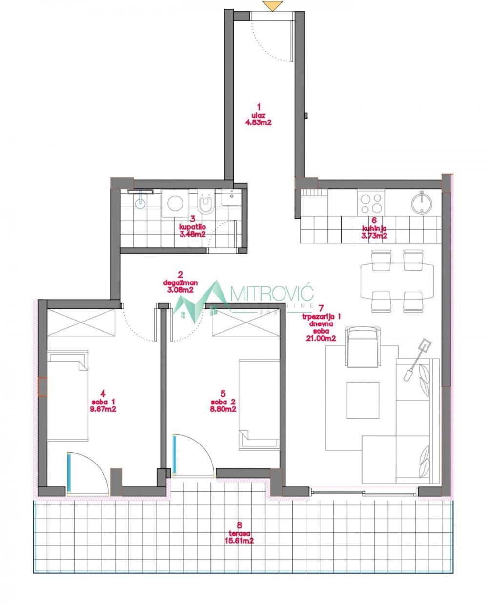 Glavna slika -TELEP - Odličan trosoban stan u izgradnji 68m2, mogućnost povrata PDV-a 