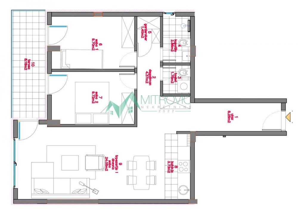 Glavna slika -TELEP - Odličan trosoban stan u izgradnji 72m2, mogućnost povrata PDV-a 