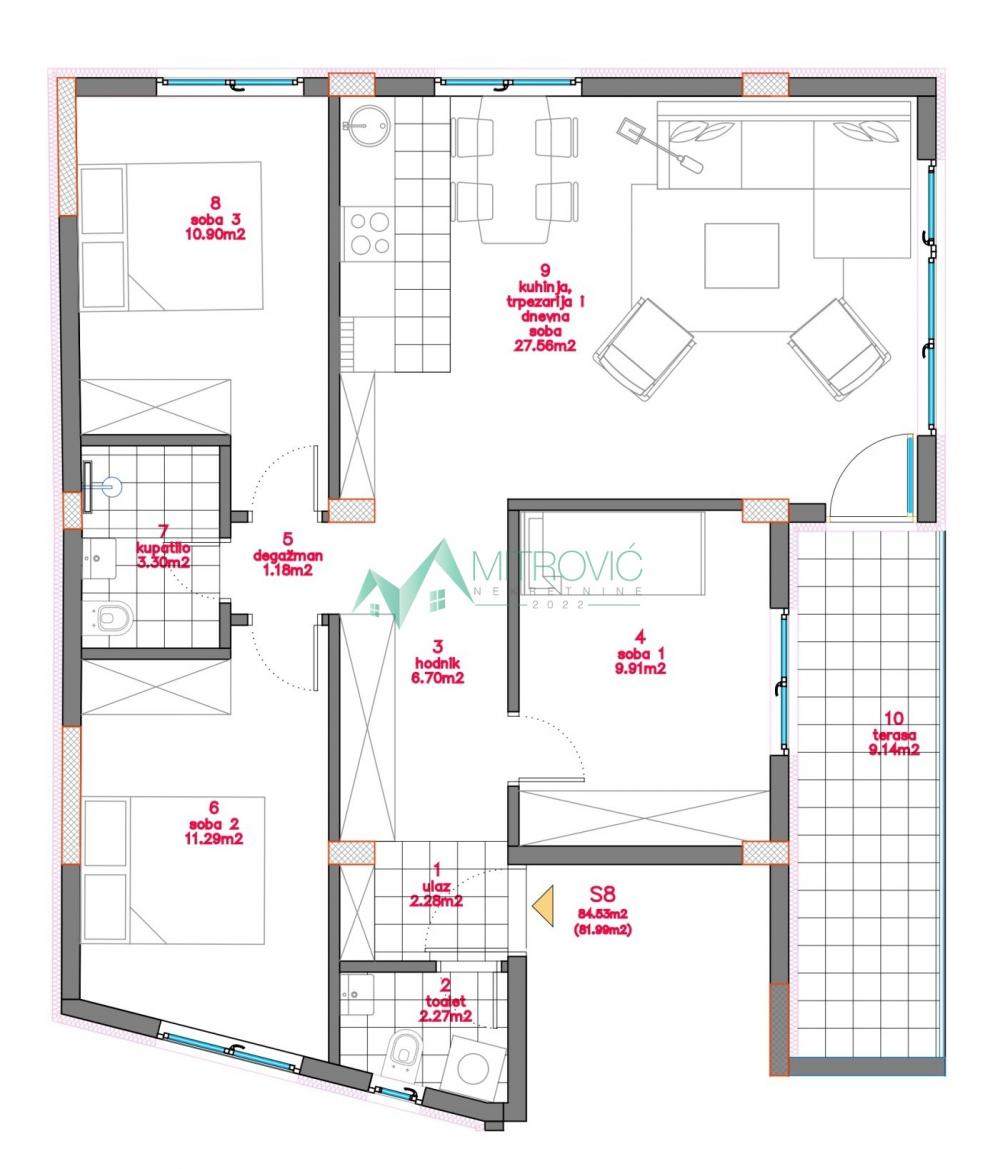 Slika 1 - TELEP - Odličan četvorosoban stan u izgradnji 82m2, mogućnost povrata PDV-a 