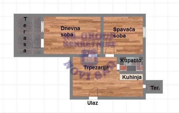 Slika 7 - Dvoiposoban, 54m2, Detelinara Novi Sad, sa terasom