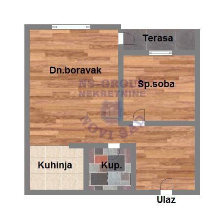 Slika 6 - Dvosoban, 43m2, Avijatičarsko naselje Novi Sad, sa terasom, ima lift
