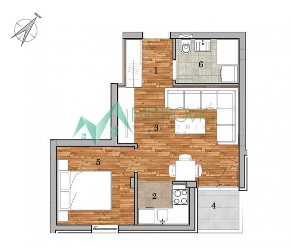 Glavna slika -Jednoiposoban stan u izgradnji 36m2 - Telep 