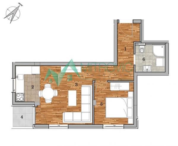 Glavna slika -Dvosoban stan u izgradnji 44m2 - Telep 