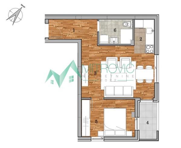 Glavna slika -Dvosoban stan u izgradnji 46m2 - Telep 