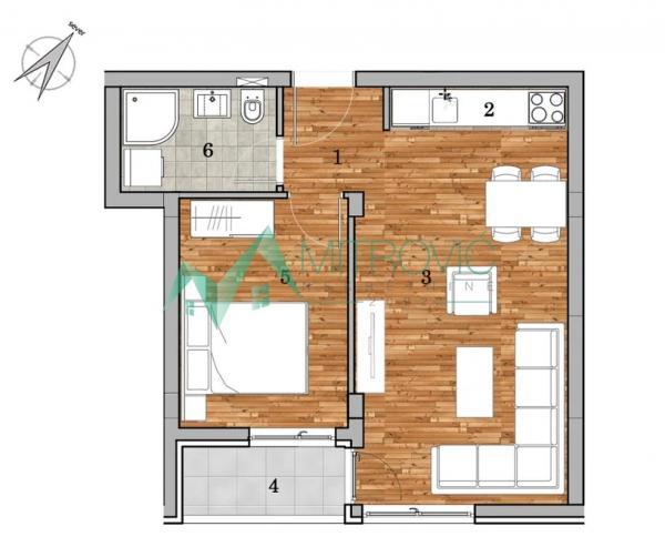 Glavna slika -Dvosoban stan 42m2 u izgradnji - Telep 