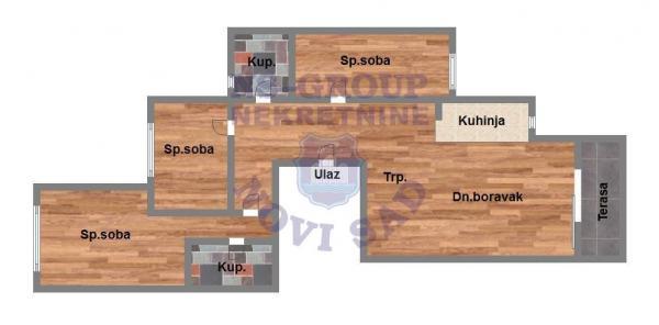 Glavna slika -Troiposoban, 70m2, Adice Novi Sad, sa terasom