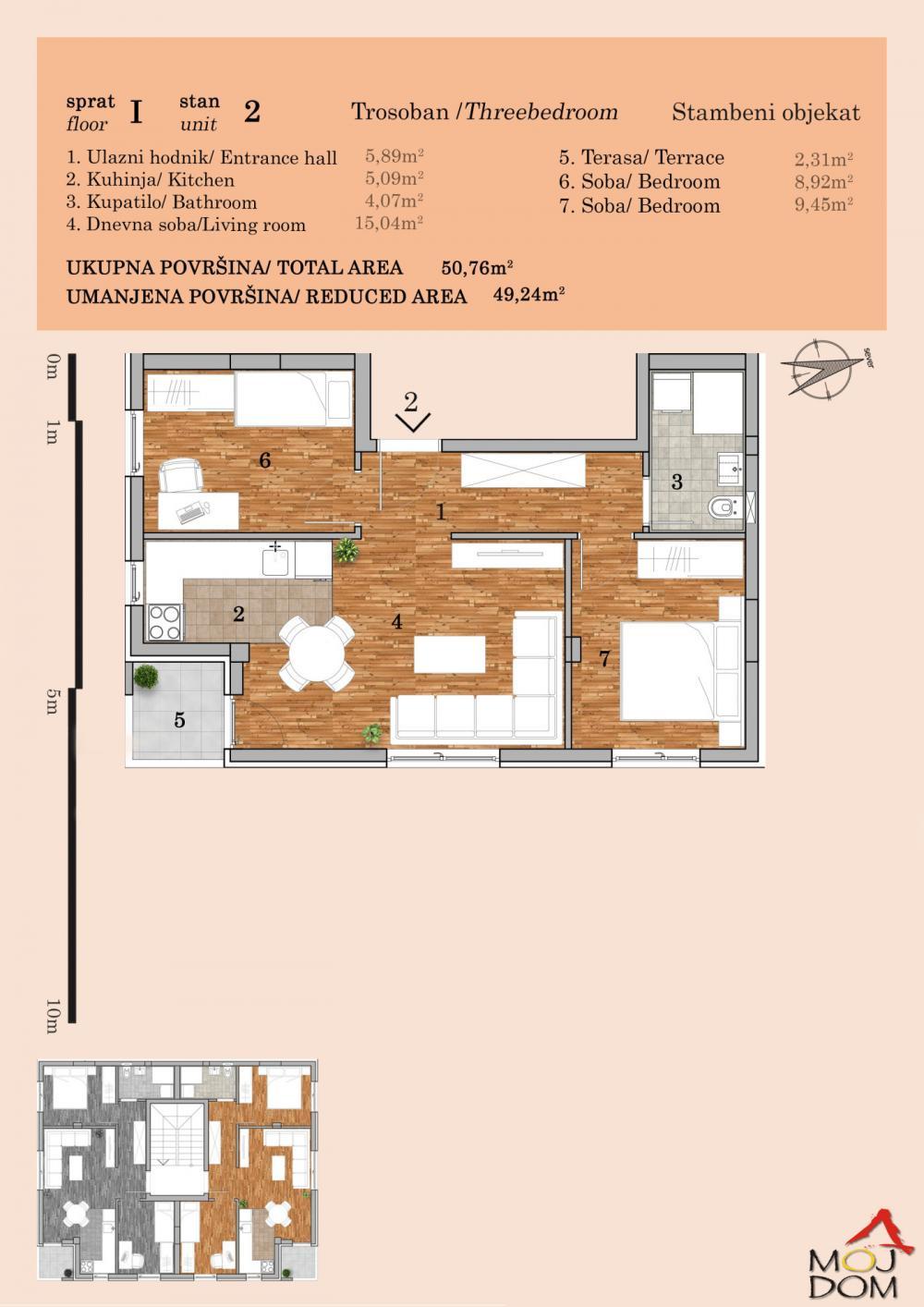 Glavna slika -Stan,NOVI SAD,TELEP,kv: 49, € 150650, ID: 1032200