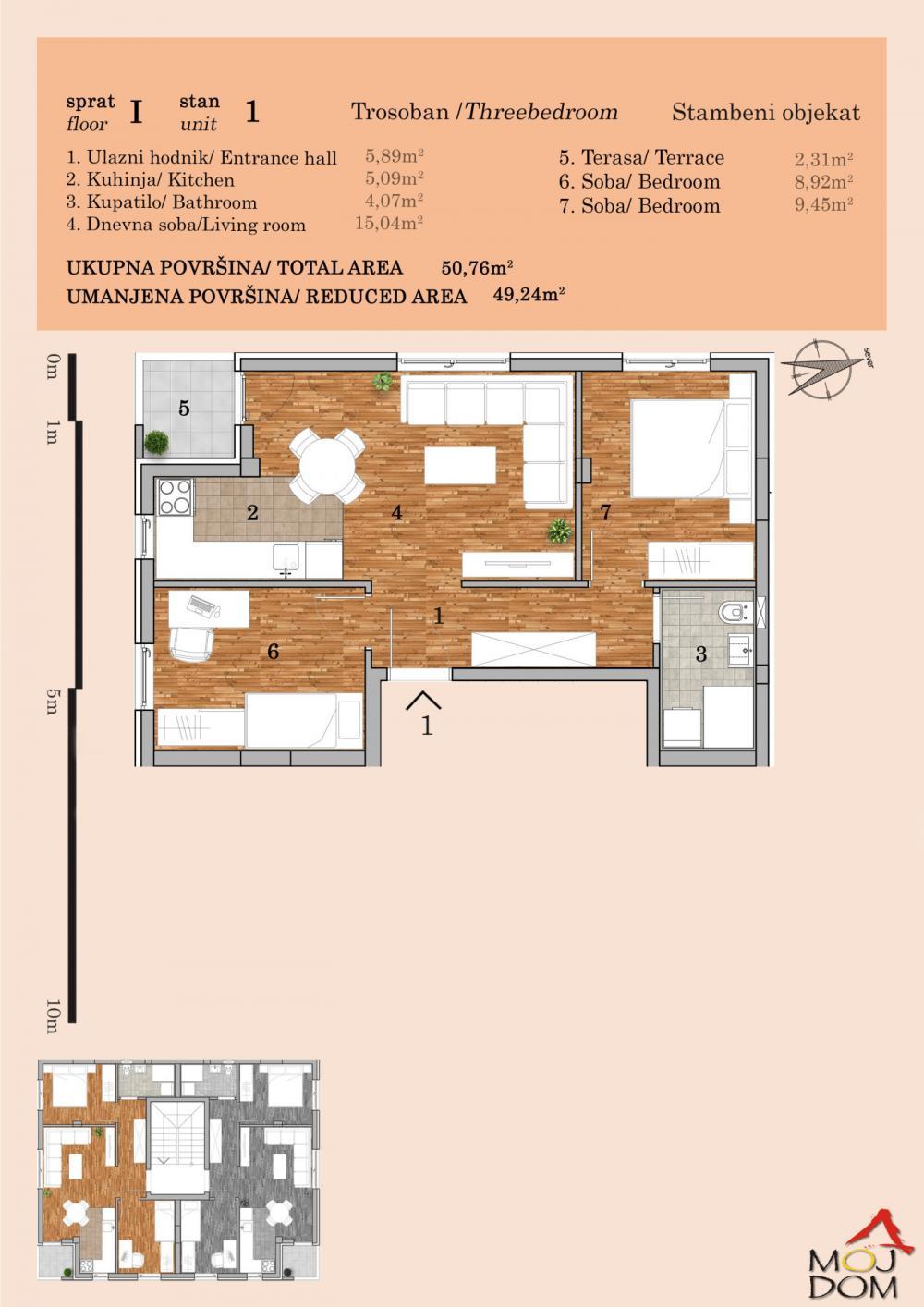 Glavna slika -Stan,NOVI SAD,TELEP,kv: 49, € 150650, ID: 1032199