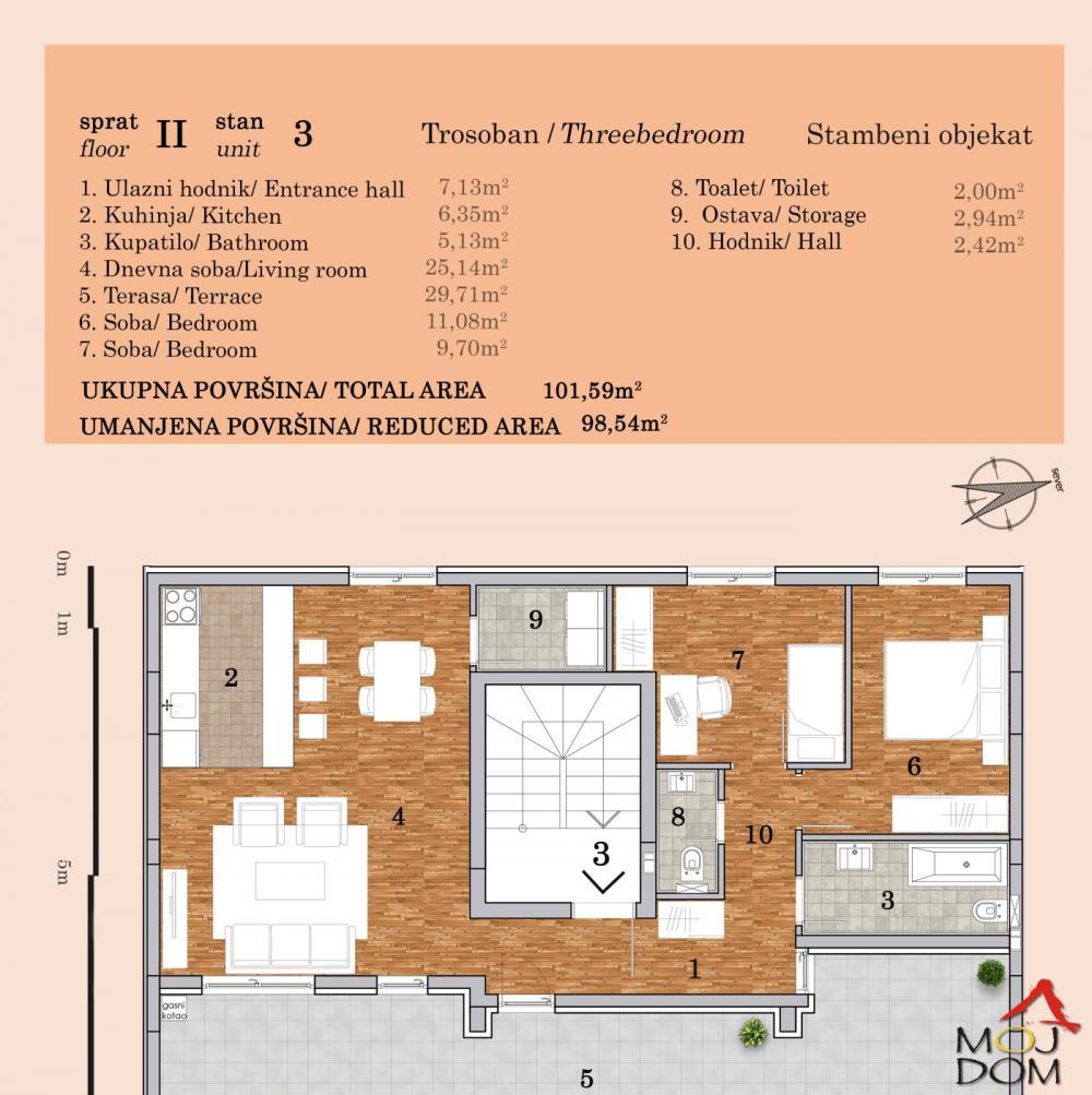 Glavna slika -Stan,NOVI SAD,TELEP,kv: 99, € 290300, ID: 1032198