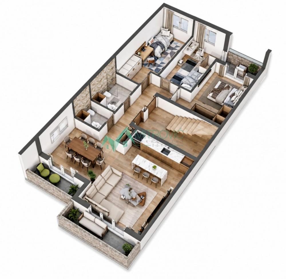Glavna slika -Novi Sad, Veternička rampa - Četvorosoban stan  97m2  sa krovnom terasom i povratom PDV 