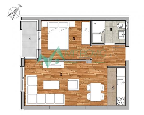 Glavna slika -Jednoiposoban stan u izgradnji 42m2 - Telep 