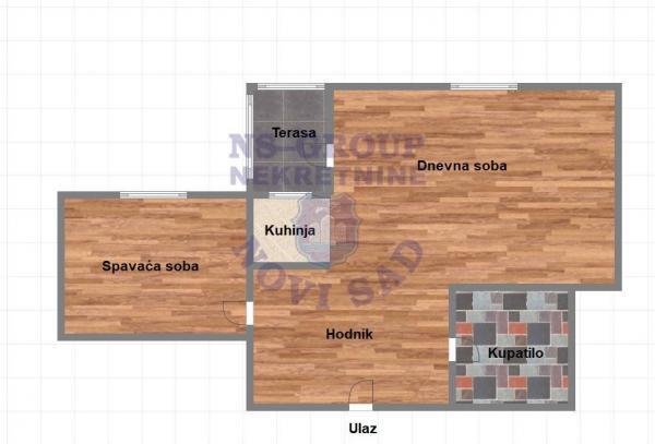 Glavna slika -Dvosoban, 40m2, Detelinara Novi Sad, sa terasom, ima lift