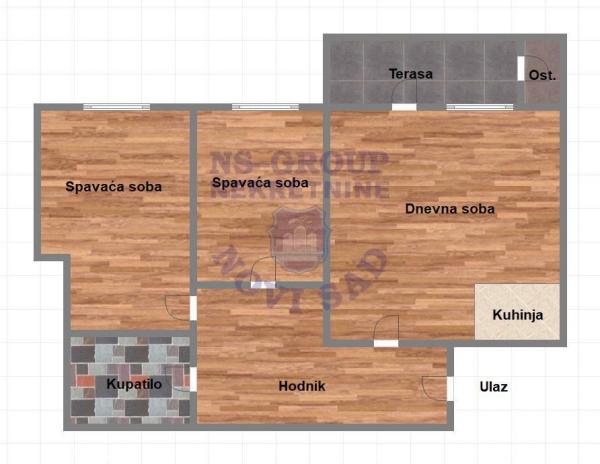Slika 7 - Dvoiposoban, 60m2, Novo naselje Novi Sad, sa terasom, ima lift