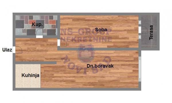 Slika 9 - Dvosoban, 40m2, Nova Detelinara Novi Sad, sa terasom, sa parkingom