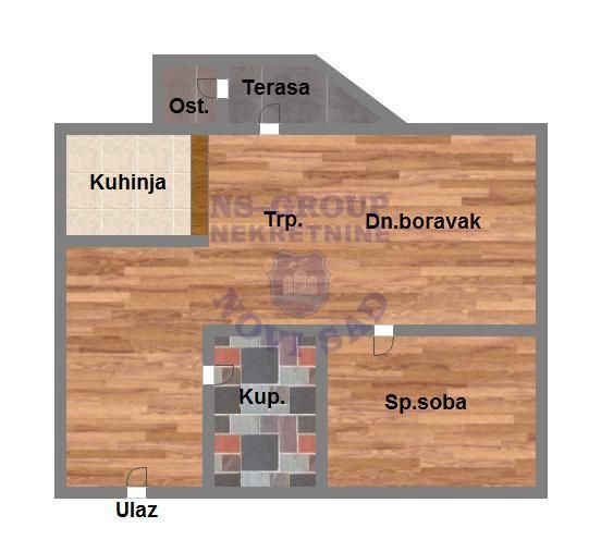 Slika 9 - Dvosoban, 49m2, Novo naselje Novi Sad, sa terasom, ima lift