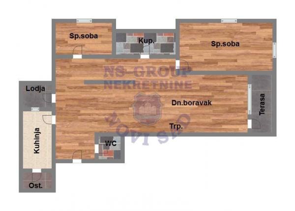 Slika 8 - Trosoban, 78m2, Liman 4 Novi Sad, sa terasom, ima lift