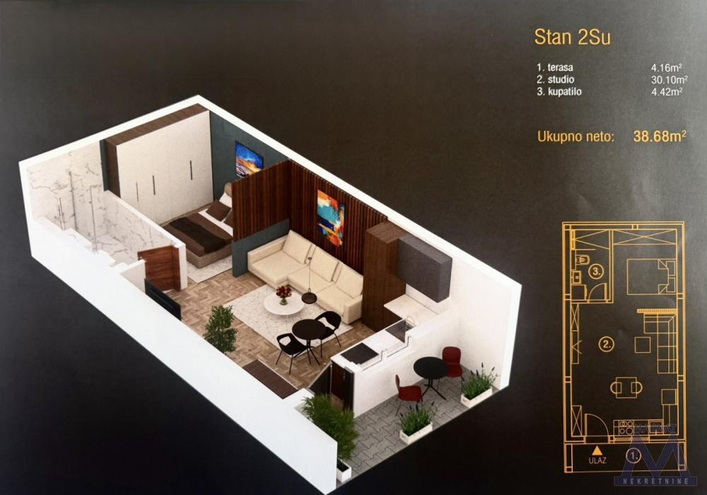 Glavna slika -Stan,PETROVARADIN,ALIBEGOVAC,kv: 39, € 55000, ID: 1019365