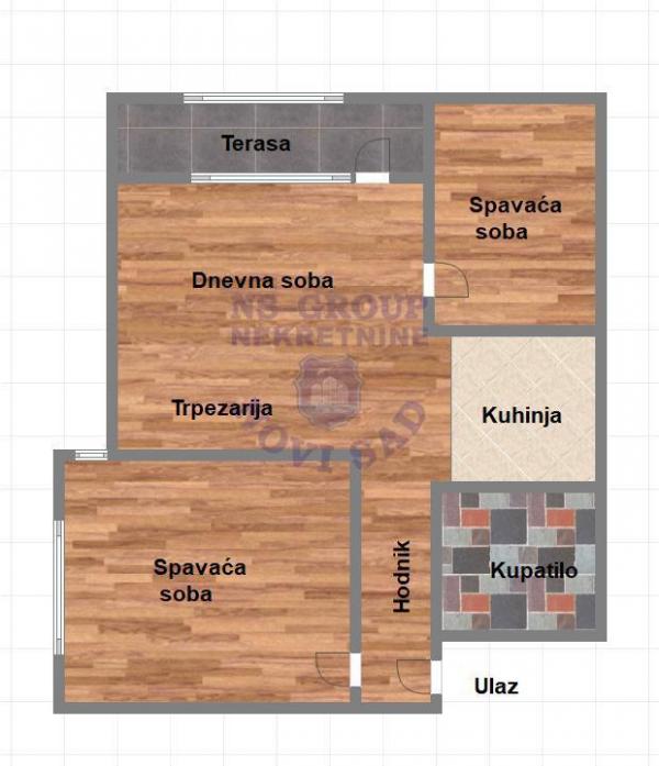 Slika 8 - Dvoiposoban, 56m2, Liman 2 Novi Sad, sa terasom, ima lift