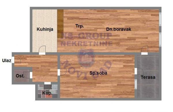Slika 7 - Dvosoban, 46m2, Satelit Novi Sad, sa terasom, ima lift