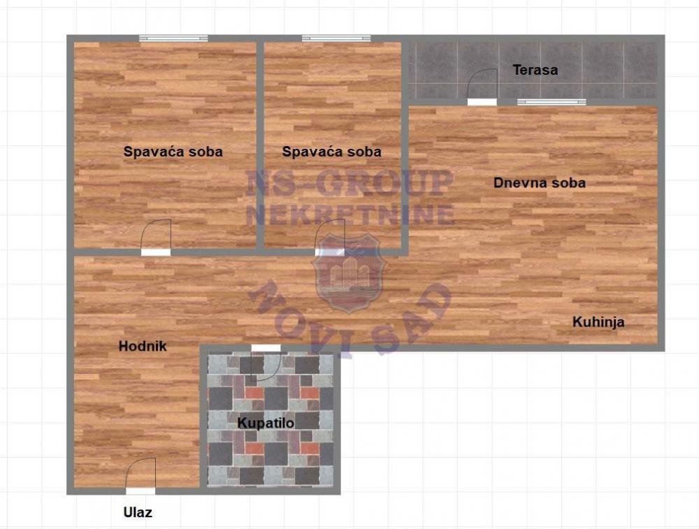 Slika 9 - Dvoiposoban, 55m2, Novo naselje Novi Sad, sa terasom, ima lift