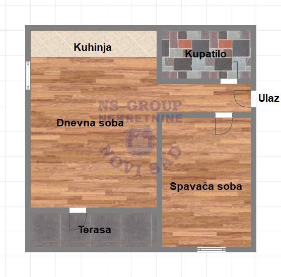 Slika 7 - Jednoiposoban, 38m2, Detelinara Novi Sad, sa terasom