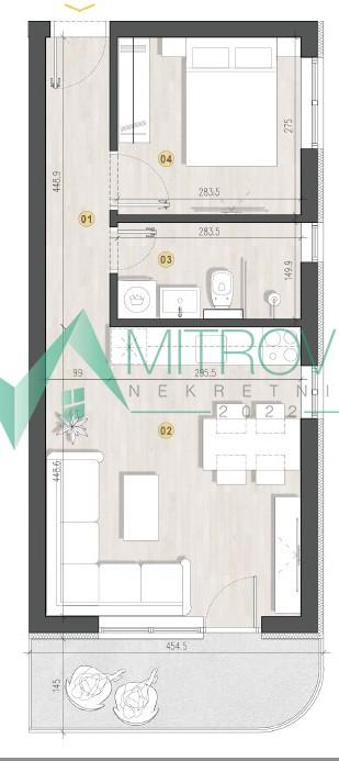 Glavna slika -Novi Sad, Adice - Jednoiposoban stan 33m2 + terasa od 6m2 
