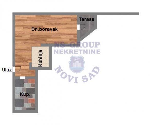 Glavna slika -Jednosoban, 32m2, Železnički park Novi Sad, sa terasom, ima lift