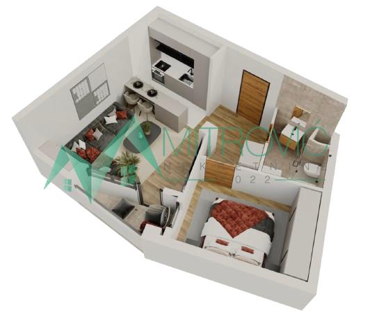 Glavna slika -Novi Sad, Salajka -Jednoiposoban stan u izgradnji  42m² sa povratom PDV 