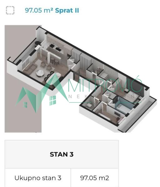 Slika 2 - U BLIZINI FUTOŠKOG PUTA TROSOBAN PENTHOUSE UZ MOGUĆNOST VELIKE KROVNE TERASE 