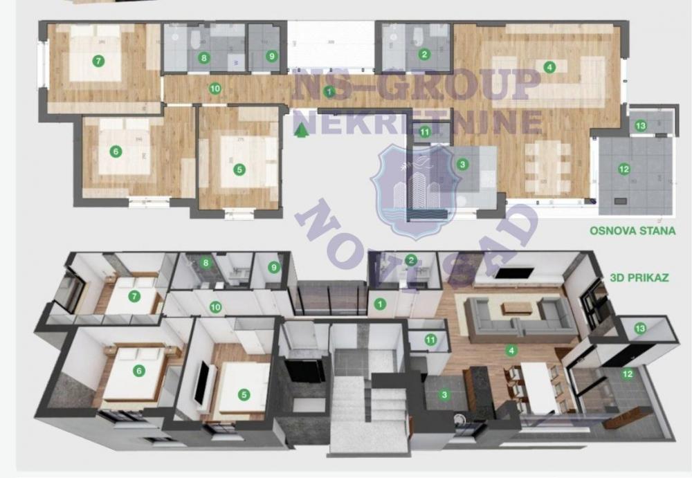 Slika 2 - Četvorosoban, 98m2, Sremska Kamenica Novi Sad, sa terasom, ima lift