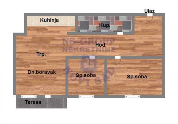 Slika 11 - Dvoiposoban, 59m2, Novosadski kej Novi Sad, sa terasom, sa parkingom