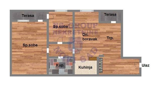 Slika 8 - Trosoban, 75m2, Bulevar oslobođenja Novi Sad, sa terasom, ima lift